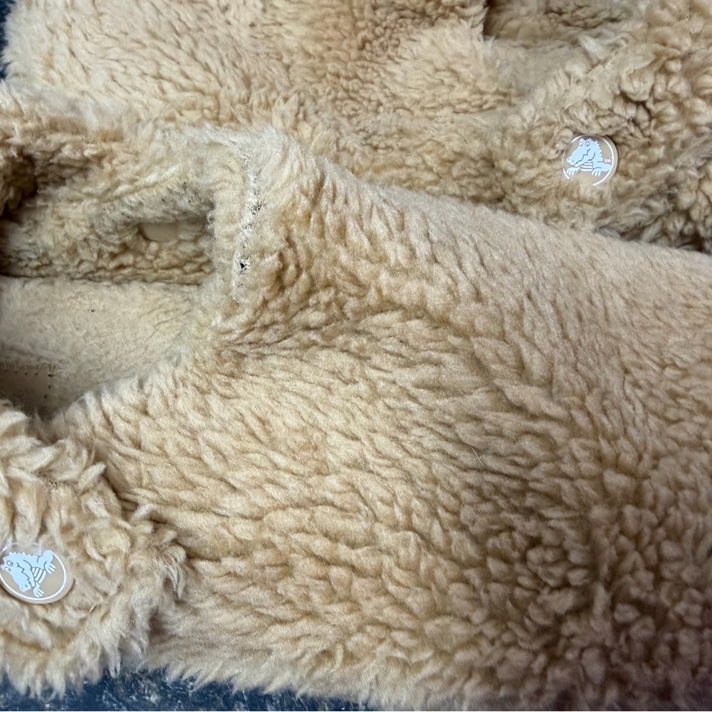 CROCS Women's Plush Fuzzy Slip-On Slippers in Beige - Picture 5 of 5